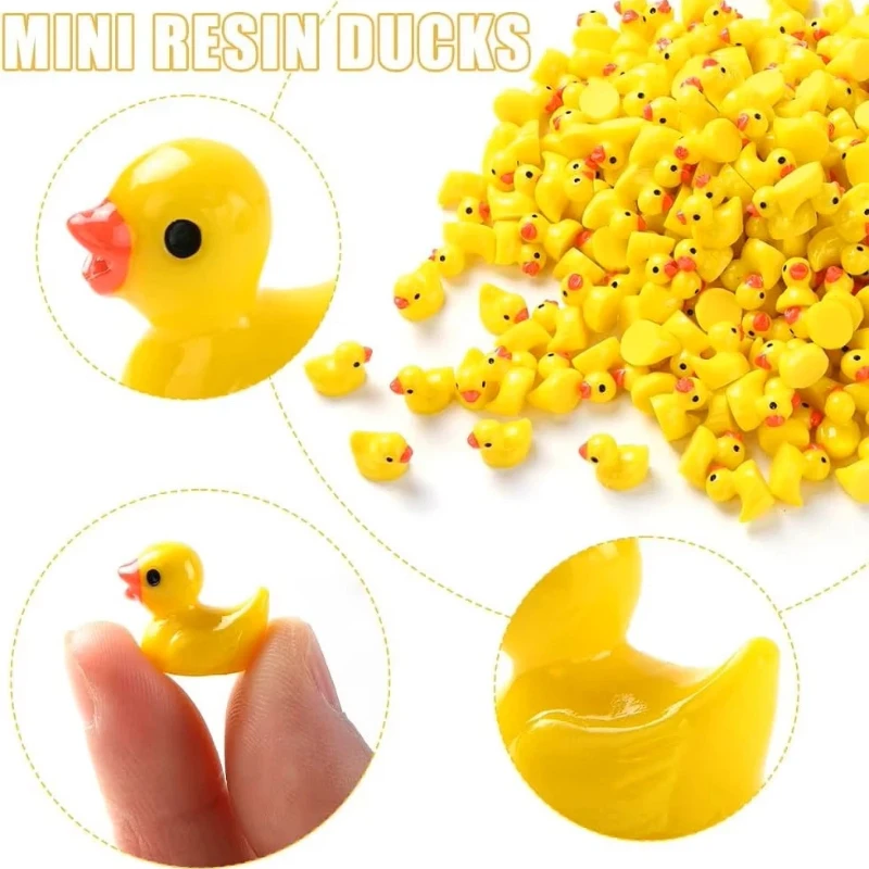 Mini Resin Ducks Bulk Tiny Ducks for Potted Miniature Decoration Garden Dollhouse Cake Decoration DIY Craft Charms Party Toys