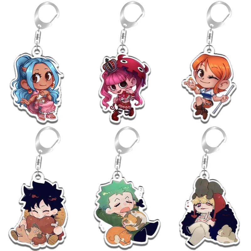 Keychain for ONE PIECE Reiju Sanji Kid Luffy Shanks Anime Game Fans Gifts Recycled Acrylic Backpack Pendant Decoration Rare Toys