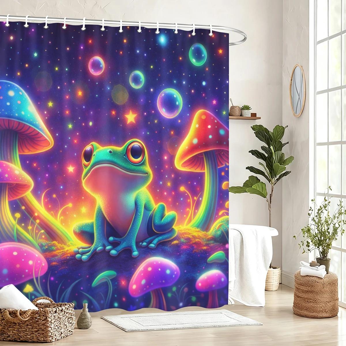 

Vibrant Themed Polyester Shower Curtain - Fun Printed Bathroom Curtain, Stylish Bath Decor for Home