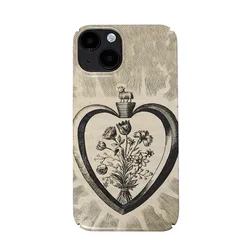 Retro Love Flower Art Cute Case for IPhone 16 15 14 13 Pro Max 12 Mini 11 Pro Plus 7 8 Shockproof Protective Hard Acrylic Cover