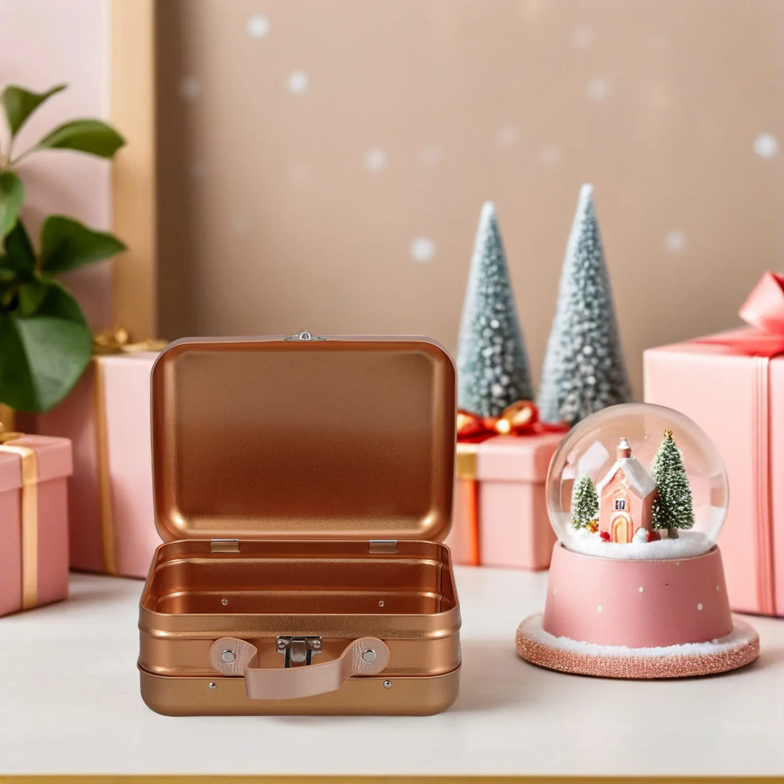 Metal Tin Box Rectangle Storage Case Tinplate 7.3x5.3x3.3in Decorative Keepsake Portable Organizer Cosmetics Game Cards Candy
