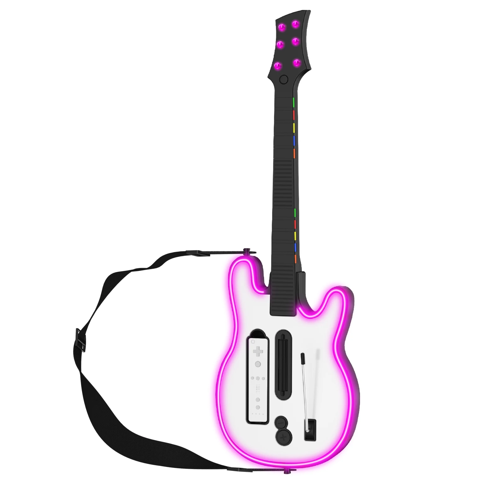 

STORM WYRM Wireless Guitar Controller for Wii Remote Support Guitar Hero and Rock Band 2 Wii U Games with Strap & RGB Light W001