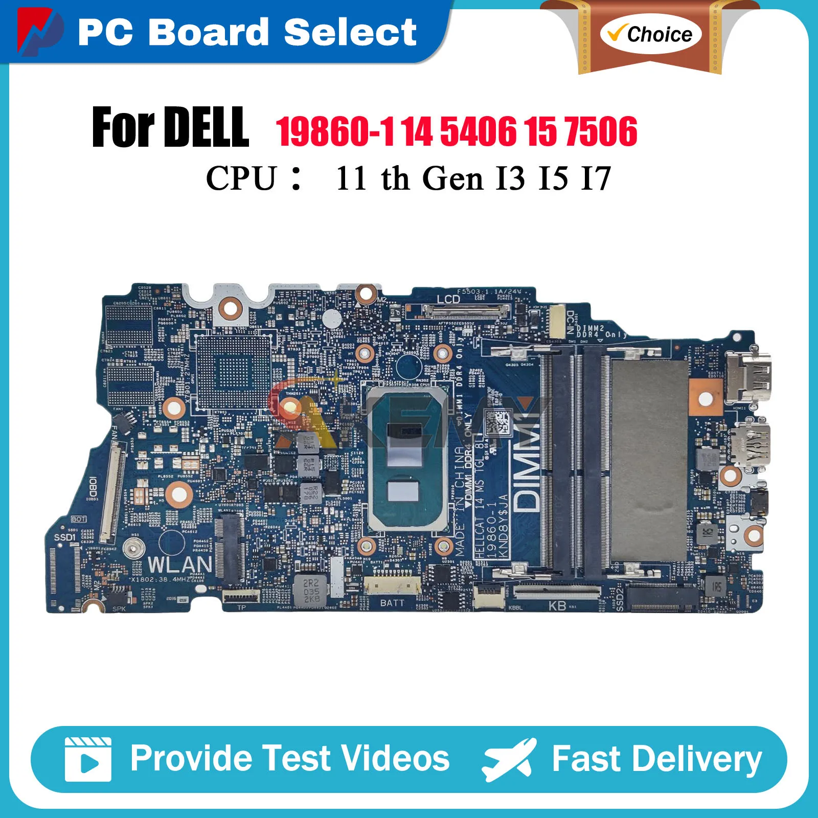 

Laptop Motherboard For Dell Inspiron 14 7506 7306 5406 7706 2-in-1 19860-1 with i5 i7 CPU CN-0FW6F0 0VMRNH Tested OK