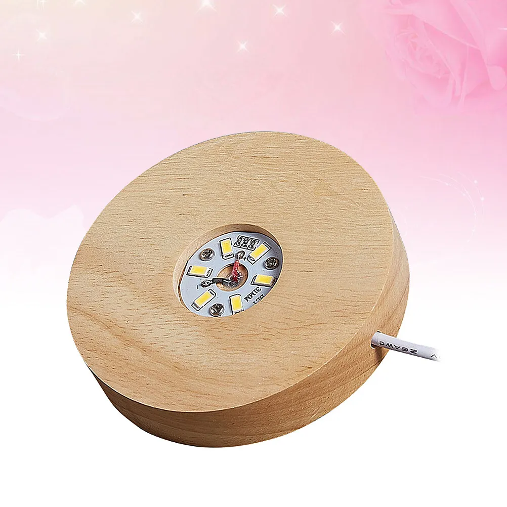 

Подставка для LED-дисплея с теплым светом, деревянная круглая основа для кристаллов, стеклянных изделий, ночник, декор для дома, элегантное преломляющее освещение