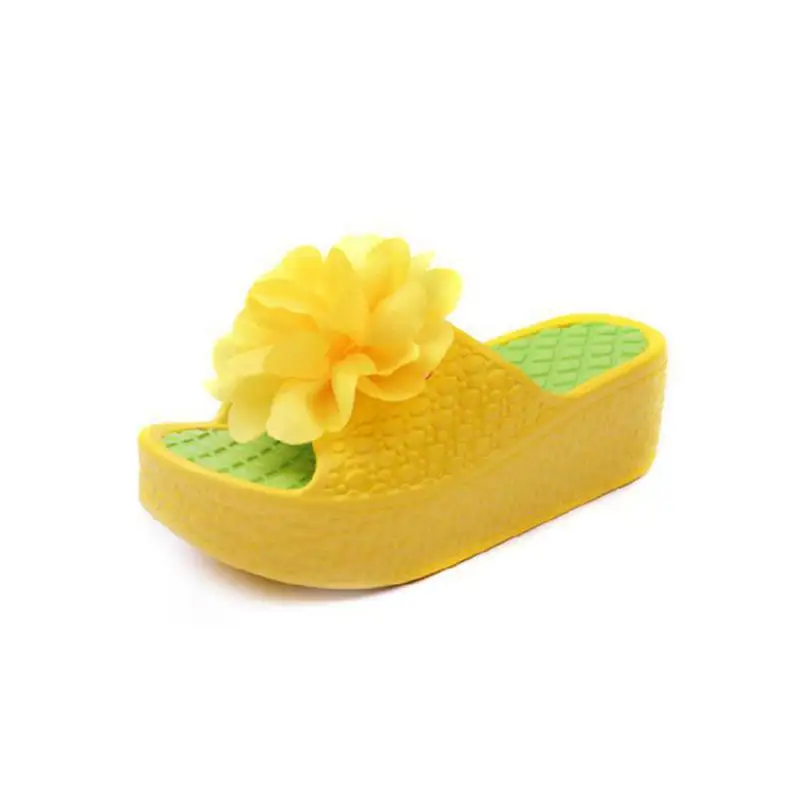 Open Toe Flowers Slippers Beach Sandals Women\'s Cool Wedges Heels Platform Slippers