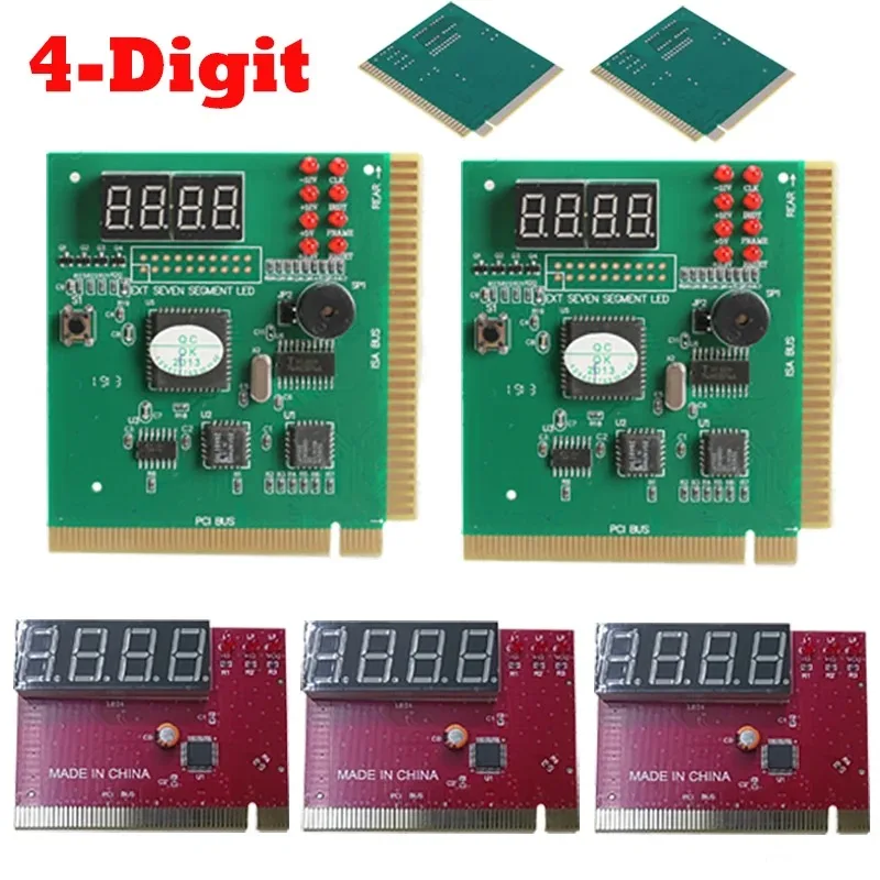 4 Digit LCD Display PC Analyzer Diagnostic Post Card Motherboard Tester with LED Indicator for ISA PCI Bus Mian Board