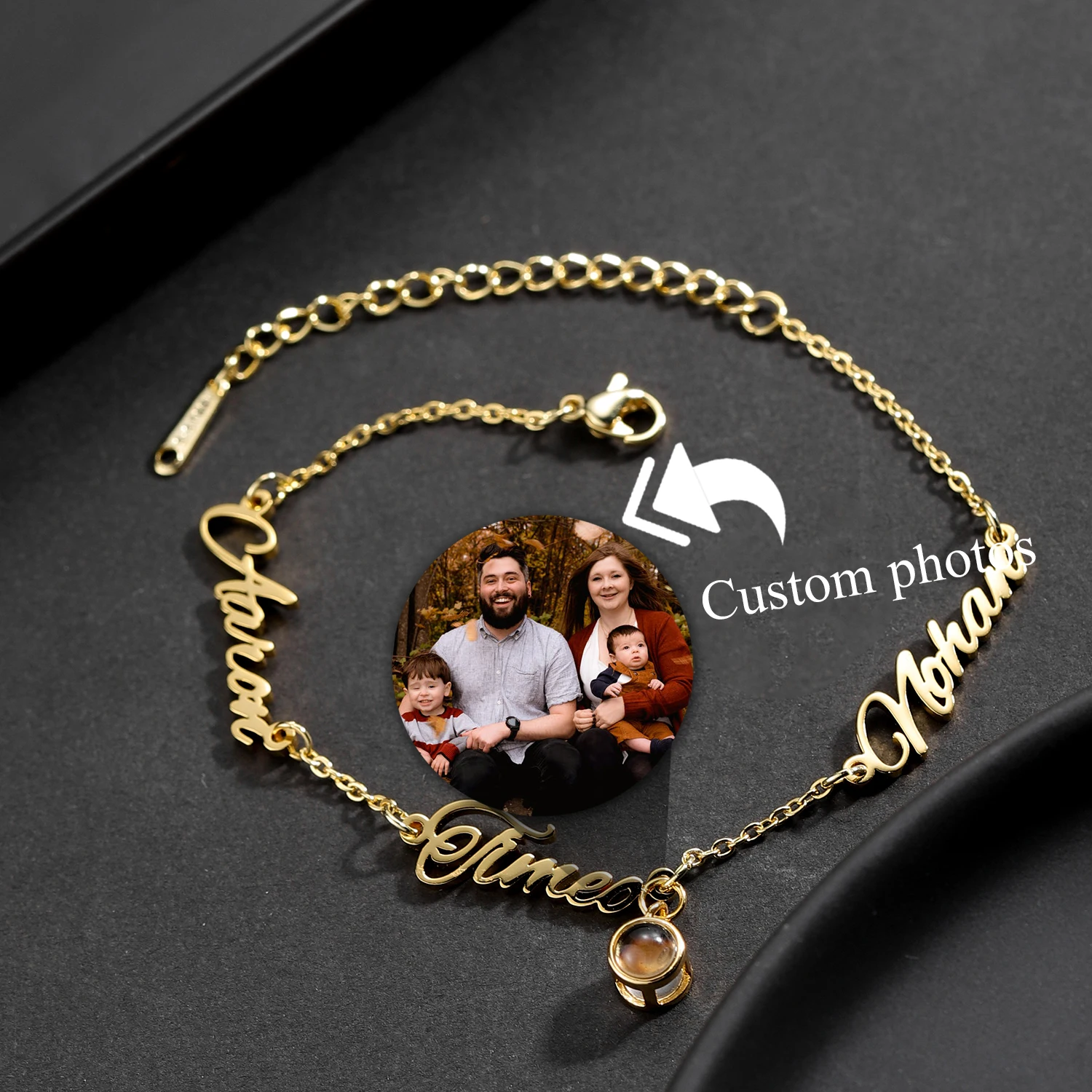 Personalized Multi-Name Projection Necklace Stainless Steel Custom Name Dot Pendant Keepsake Gift Mother's Day Gift For Mom