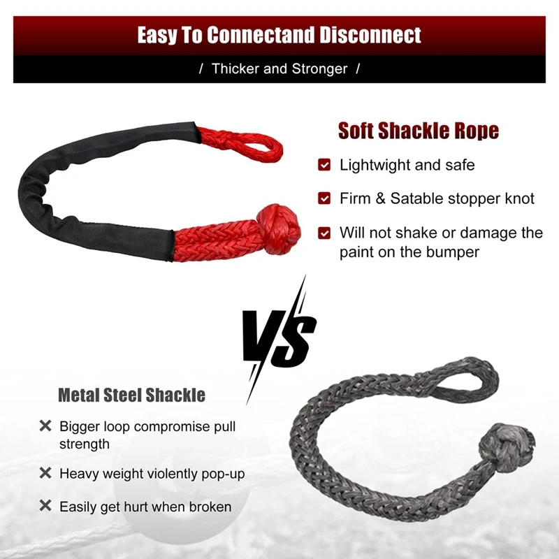 Winch Snatch Recovery Ring, Synthetic Winch Rope, Snatch Ring Soft Shackle, Winch Accessories For UTV ATV SUV Truck