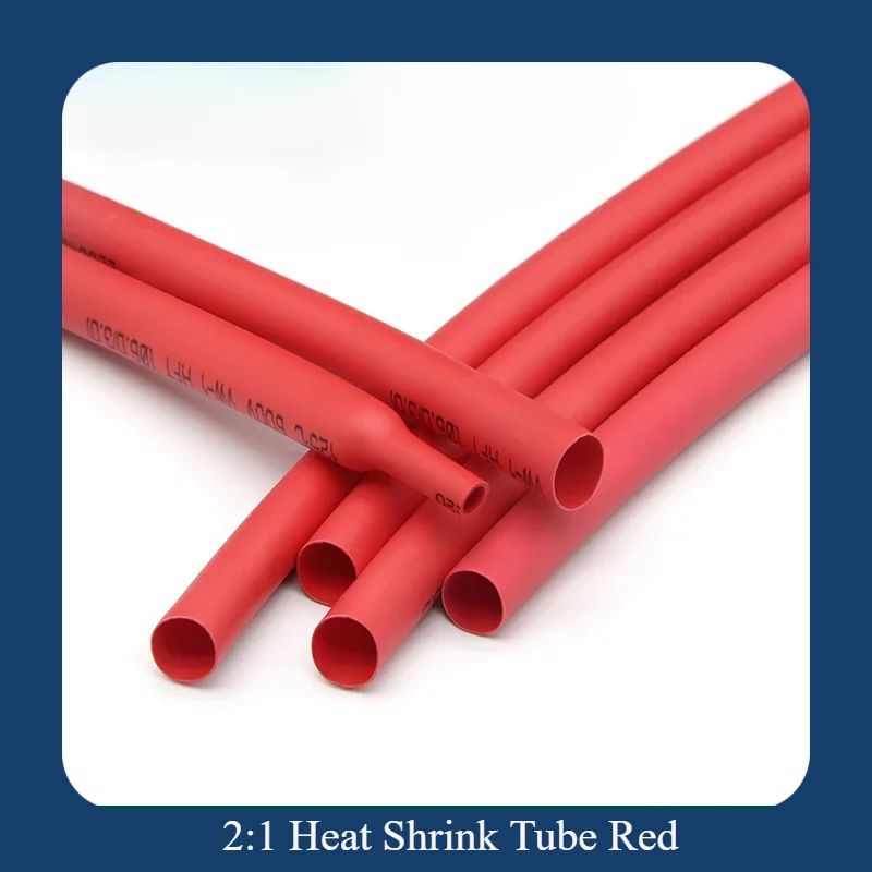 

Red 2:1 Ratio Heat Shrink Tubing 0.6mm to 80mm Diameter Wire Repair & Cable Protection Sleeving 1 to 50 Meters DIY Tools