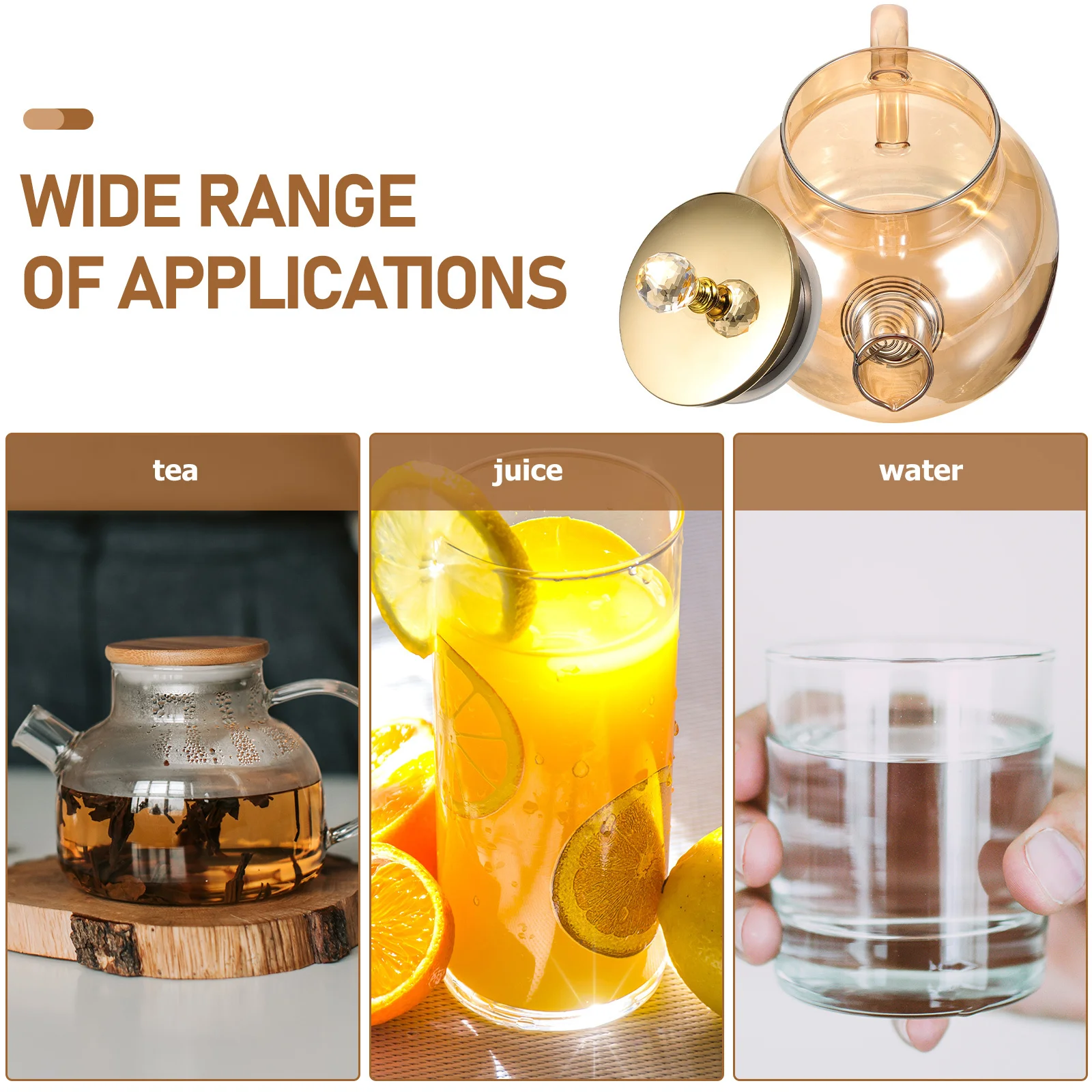 

Glass Cold Water Pitcher Large Capacity High Temperature Resistance Juice Pot Tea Pot Transparent Beverage Jug for Home