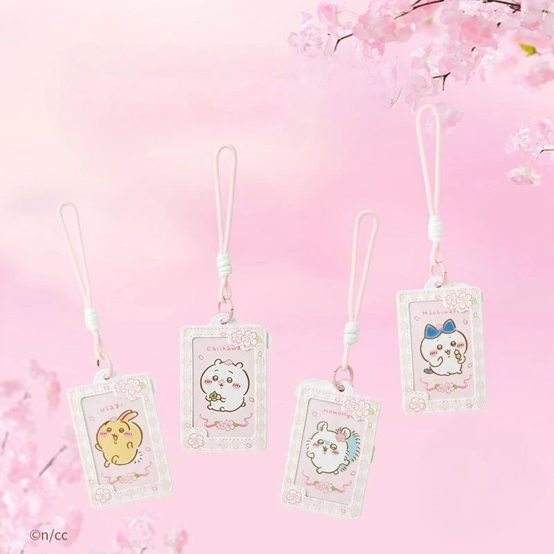 MINISO Chiikawa Hachiware Usagi Kawaii Anime dibujos animados flor de cerezo temporada paquete de tarjetas de estudiante tarjetero de almacenamiento dulce