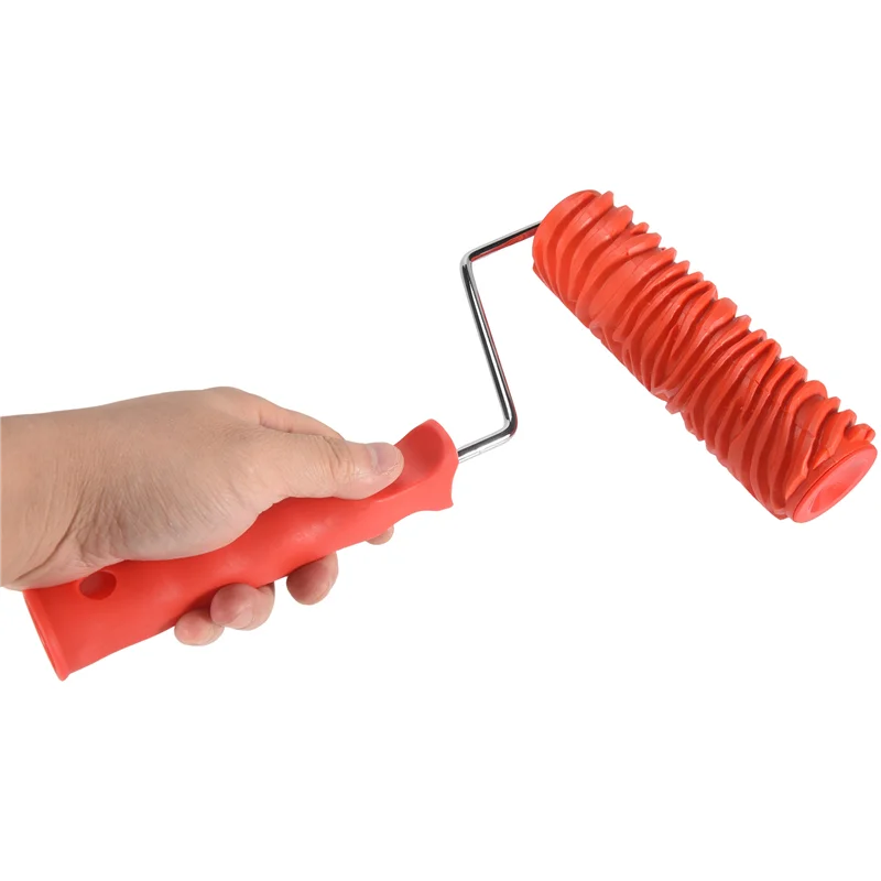 A010 7Inch Embossed Zebra Stripe Painting Roller With Handle For Wall Decoration