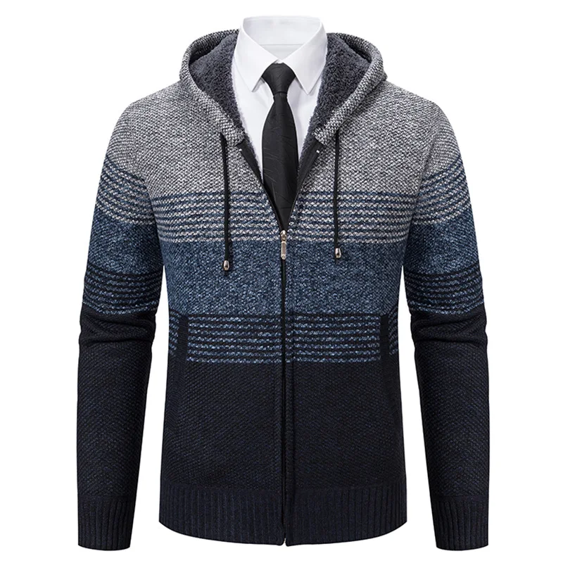 Populaire Herfst En Winter Nieuwe Heren Vest Contrast Capuchon Koreaanse Mode Casual Gebreide Splice Trui