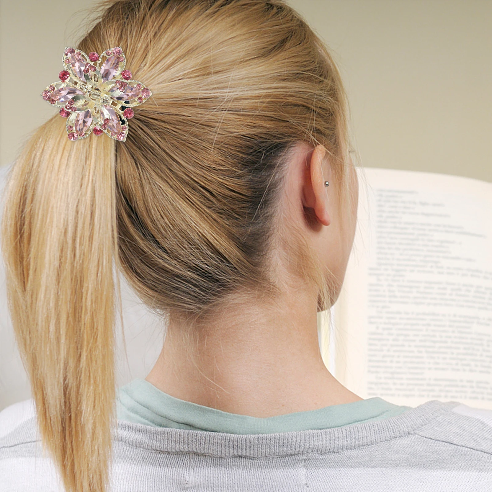 

Small Rhinestone Hair Claw Clip Mini Flower Decorative Accessory for Women Girls Party Wedding Festival Daily Use