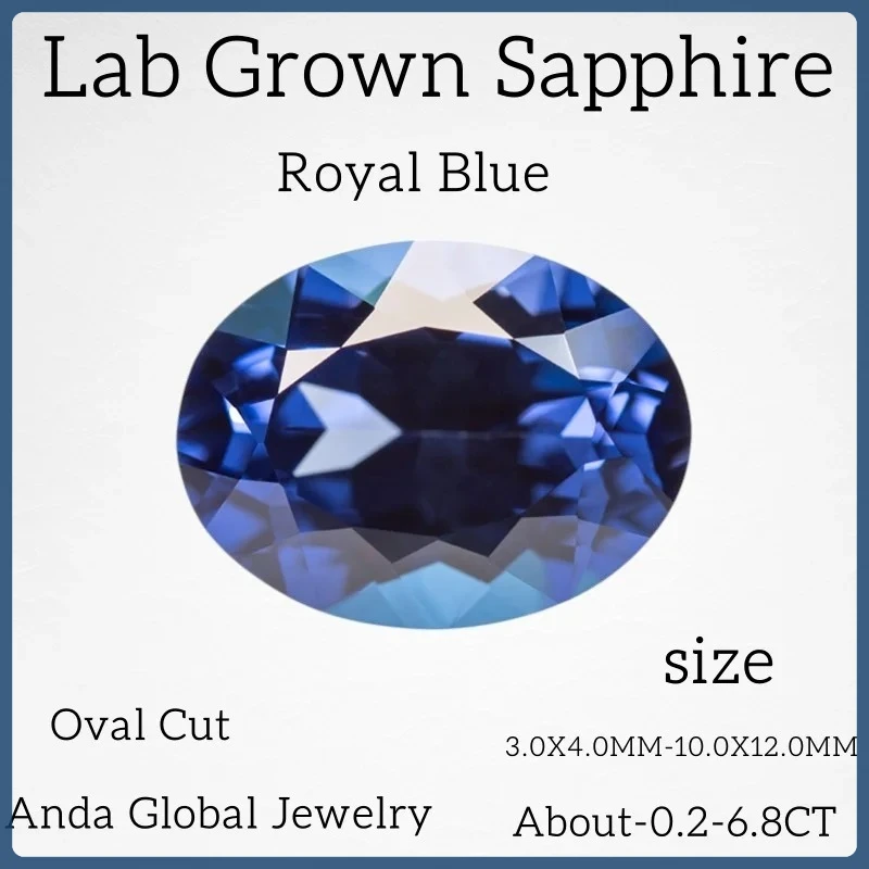 

M-Lab Grown Sapphire Oval Cut Royal Blue Color AAA+Clarity Gems For Jewelry Setting&Custom Design Selectable AGL Certificate