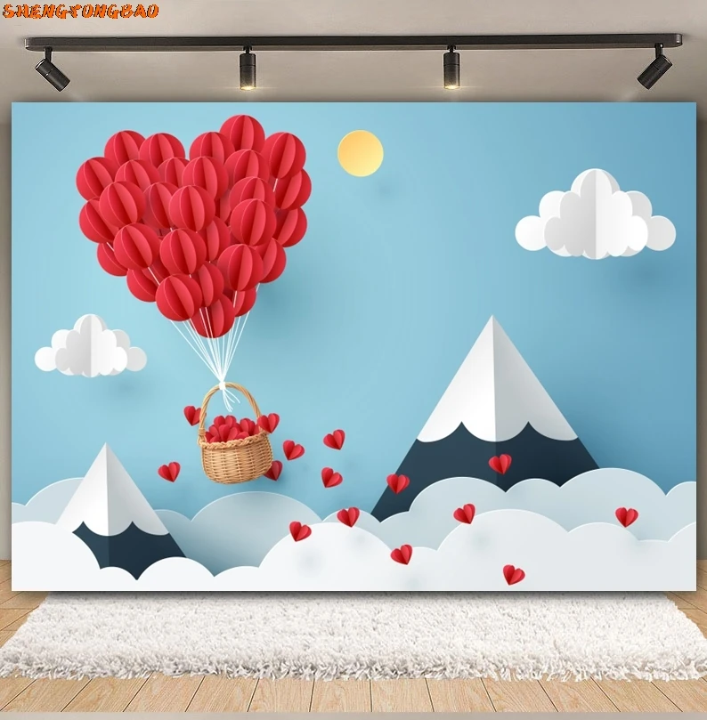 Valentine's Day Backdrop February 14 Valentine Red Love Heart Romantic Dating Couple Portrait Wedding Photography Background