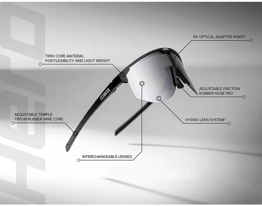 B BLIZ Hero Polarisierte Fahrrad-Sonnenbrille, winddichte Mountainbike-Brille für Männer und Frauen, Radfahren, Wandern, Laufen, Brille mit 3 Gläsern – Detail 4