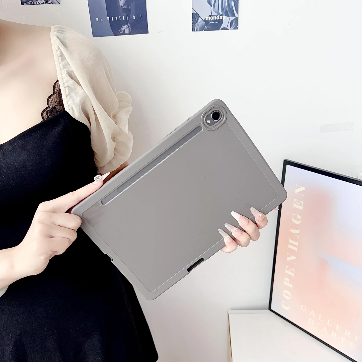 Funda para tableta de Color caramelo para Samsung Tab S7 S8 S9 A9 Plus A7 Lite con funda con ranura para lápiz, funda de silicona suave a prueba de golpes