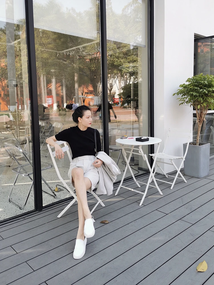 

Шорты-бермуды с высокой талией для похудения, повседневные, свободного кроя, тонкие, весенне-летние, из шерстяной смеси, прямые, длиной до колена