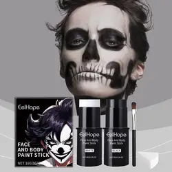 Black & White Face Body Paint Kit with Brushes Long-Lasting Makeup For Halloween Festive Fun Makeup Accessories Makeup Set