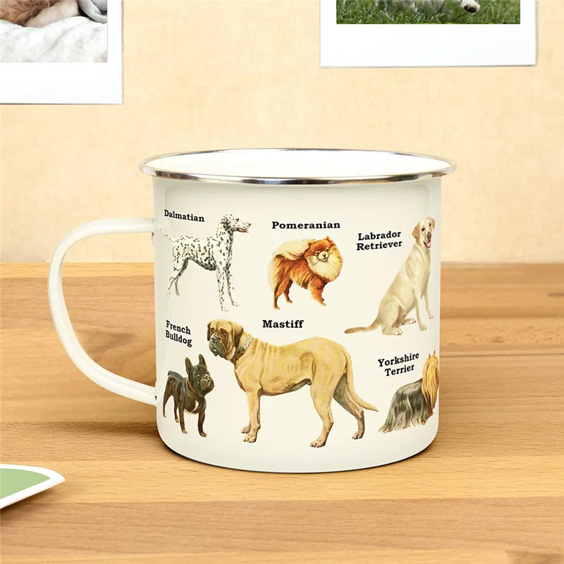 Dog and Cat Creative Design Enamel Camping Mug