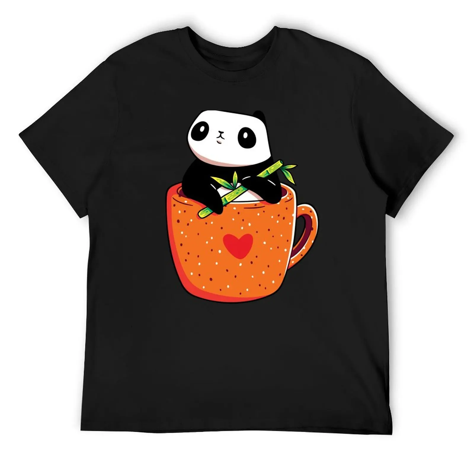 Cute Coffee Panda T-Shirt summer top sports fans customs t shirts for men graphic