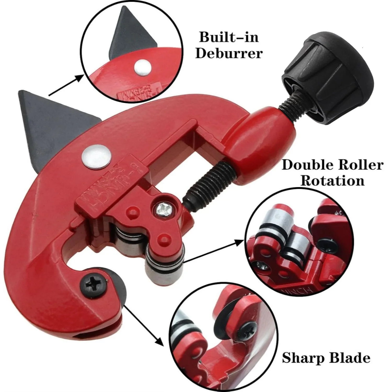 3-30mm Bearing Pipe Cutter 1/8'' to 1-1/8'' with Double Rollers Guide Built-In Deburr Tool for PVC Plastic Copper Aluminum Steel