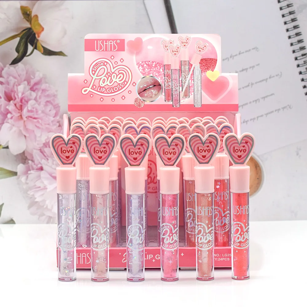 24pcs Glitter Glossy Plumping Lip Gloss Set Girls Woman Longlasting Moisturizing Lip Oil Lips Makeup Bulk Wholesale