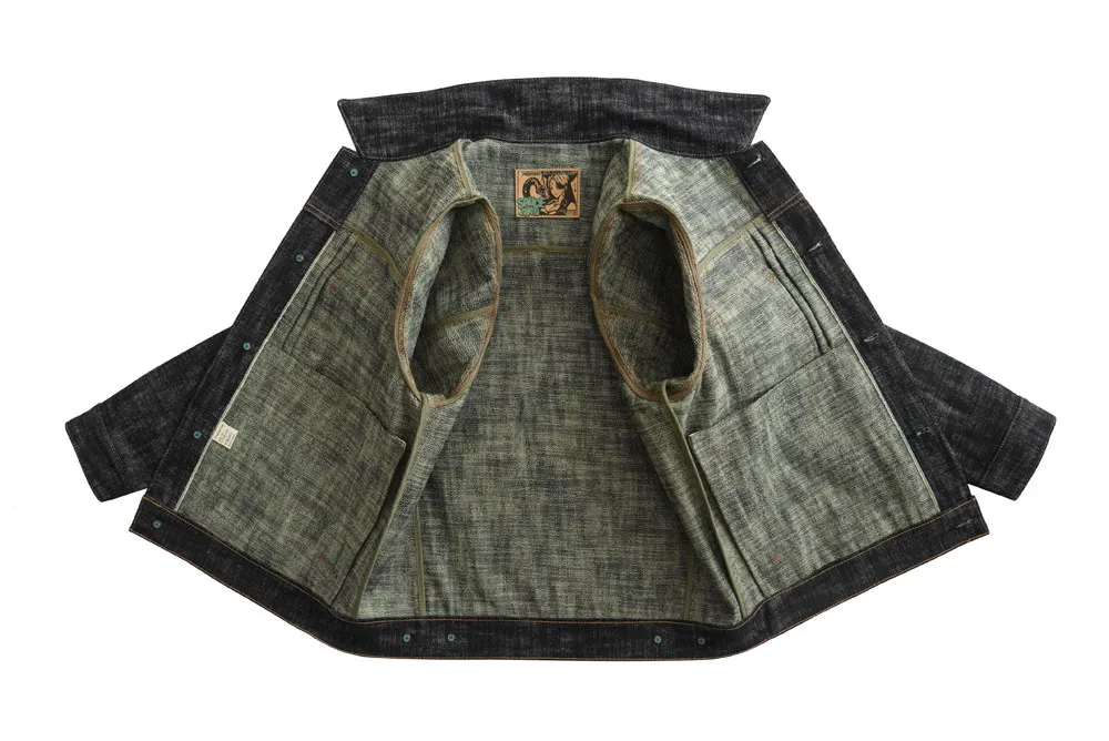 Sauce Zhan Men's Denim Jacket 20oz Heavyweight Selvedge Denim Slub Yarn Double-Dyed Year of The Snake Edition Loose Fit