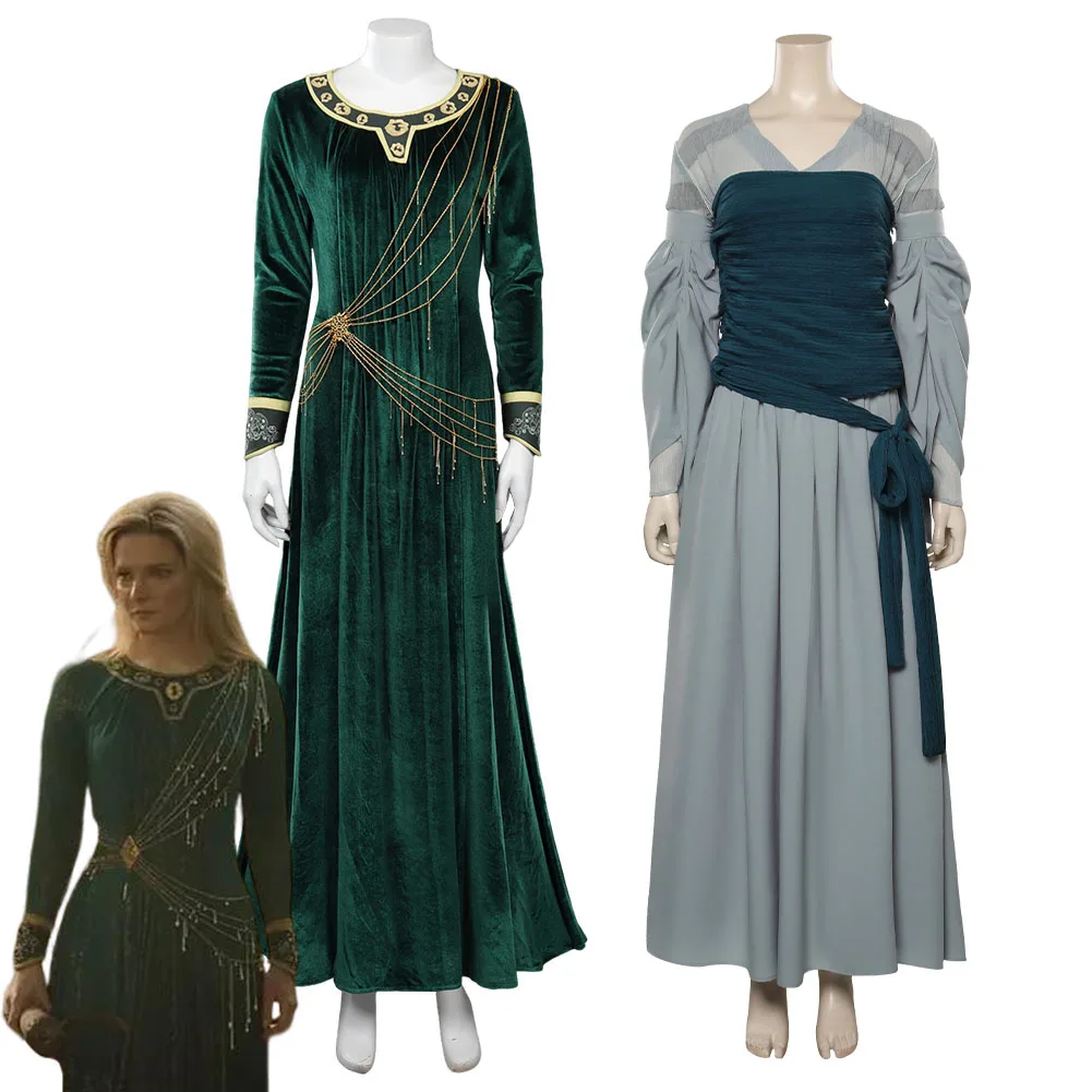 Mulheres galadriel cosplay traje tv power temporada 1 noldor lady fantasia halloween carnaval roupas para o sexo feminino disfarce role play