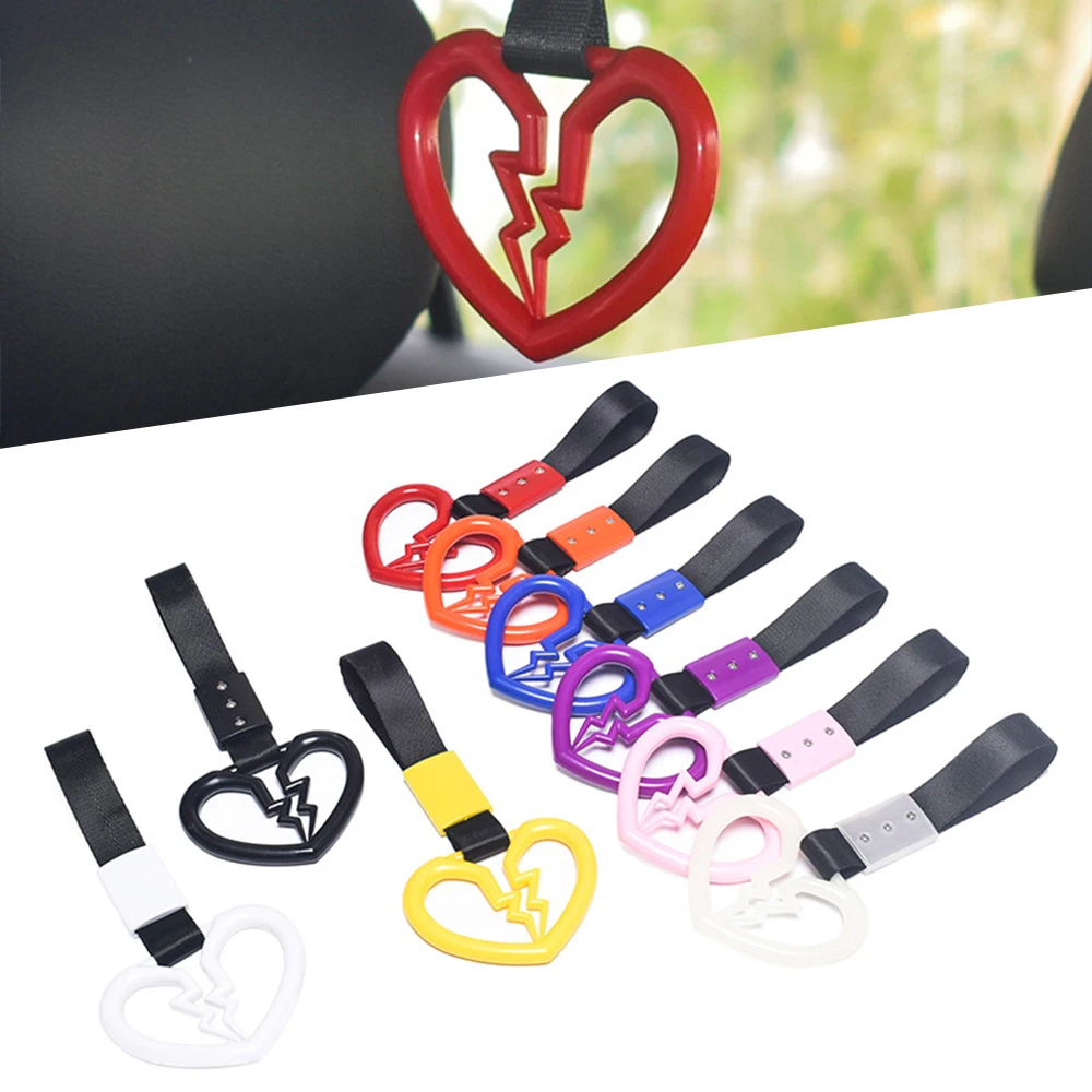 

1Pcs Brokenhearted Car Universal Handle with JDM Heart-shaped Car Electrostatic Belt Decorative Warning Hanging Brokenhearted