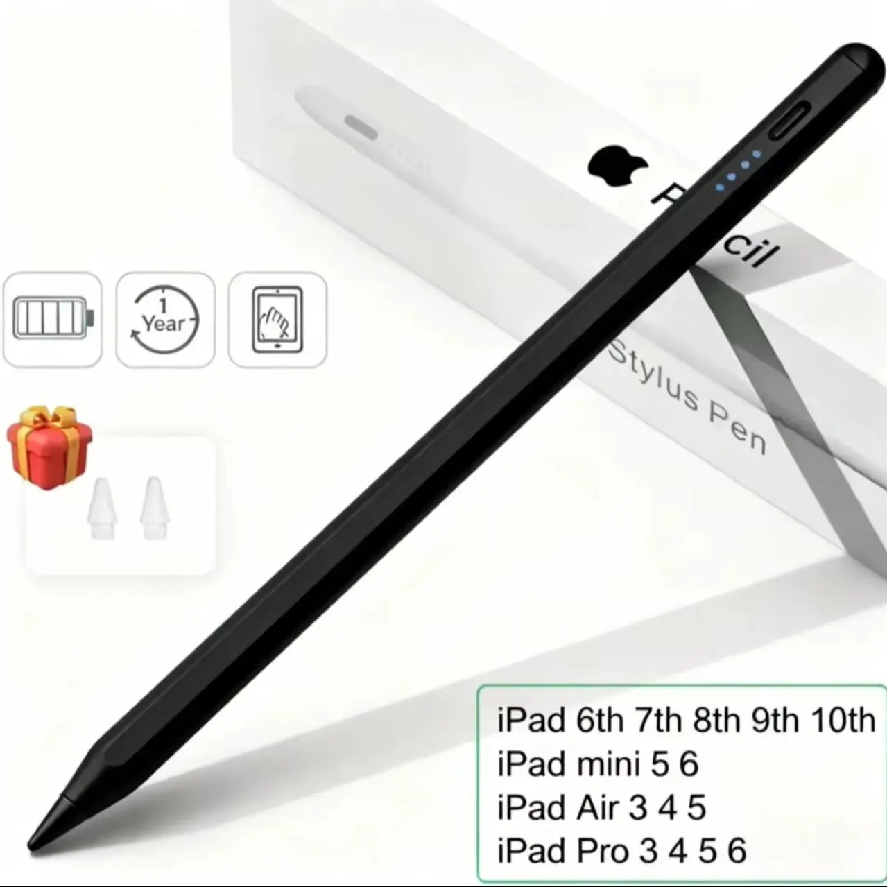 

Стилус с защитой от случайных касаний для iPad Pencil, совместимый с планшетами Apple iPad Air M2 Pro 13 Pro 12.9 10-го поколения (2018-2025)