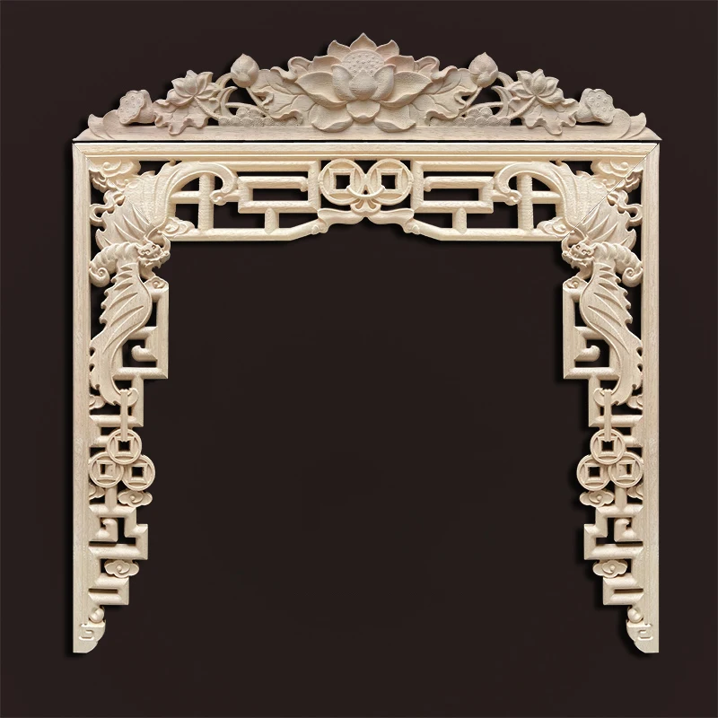 Unique Natural Floral Wood Carved Wood Carving Onlays Appliques Decoration for Home Design Wood Decal Vintage Furniture Applique