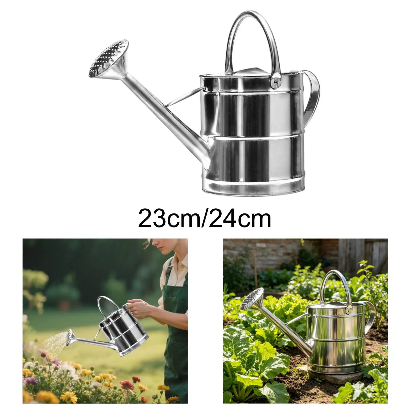 Stainless Steel Watering Can Sturdy Comfortable Handle with Handle Gardening Tool Plant Watering Tool for Patio Garden Household