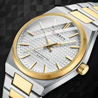 Reloj de pulsera CURREN 8439 de cuarzo, reloj de pulsera con correa de acero inoxidable de negocios Simple de ocio dorado plateado resistente para regalo de hombre