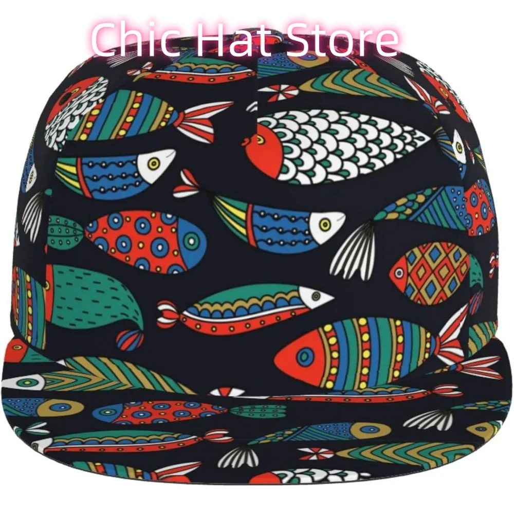 قبعات Snapback للرجال والنساء، قبعة بيسبول يابانية على شكل سمكة كوي، قبعة سائق الشاحنة لركوب الدراجات والرياضة والجري والجولف والأسماك المضحكة المسطحة