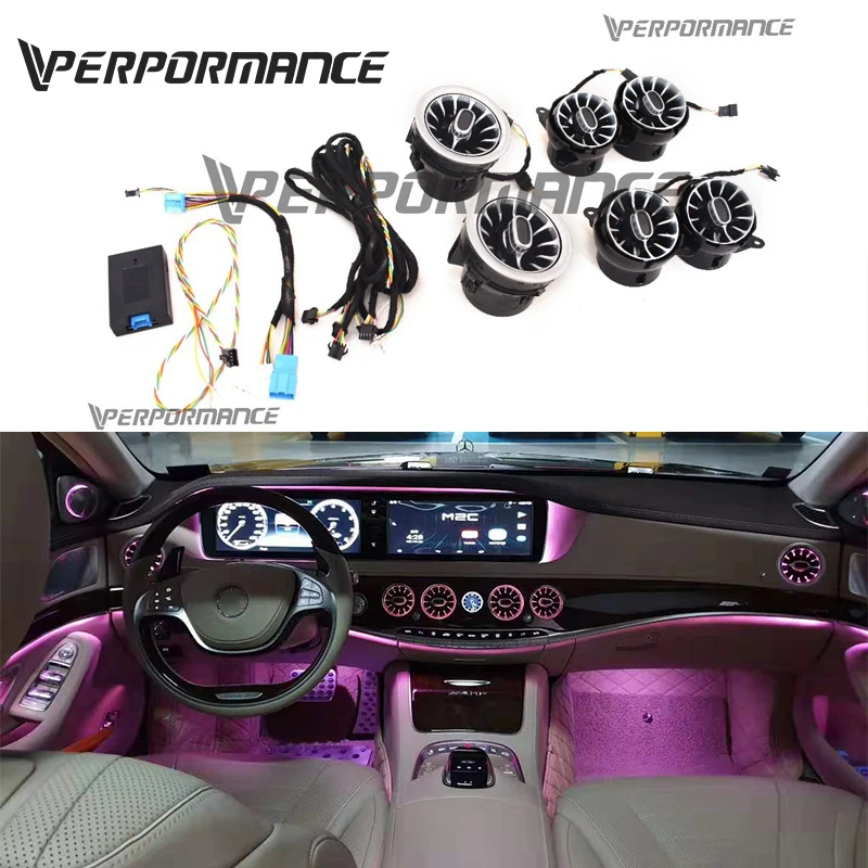 

S Class W222 interior Air vents with Ambient Lights 7 colors or 64 colors 4 pieces 2014-2020 year