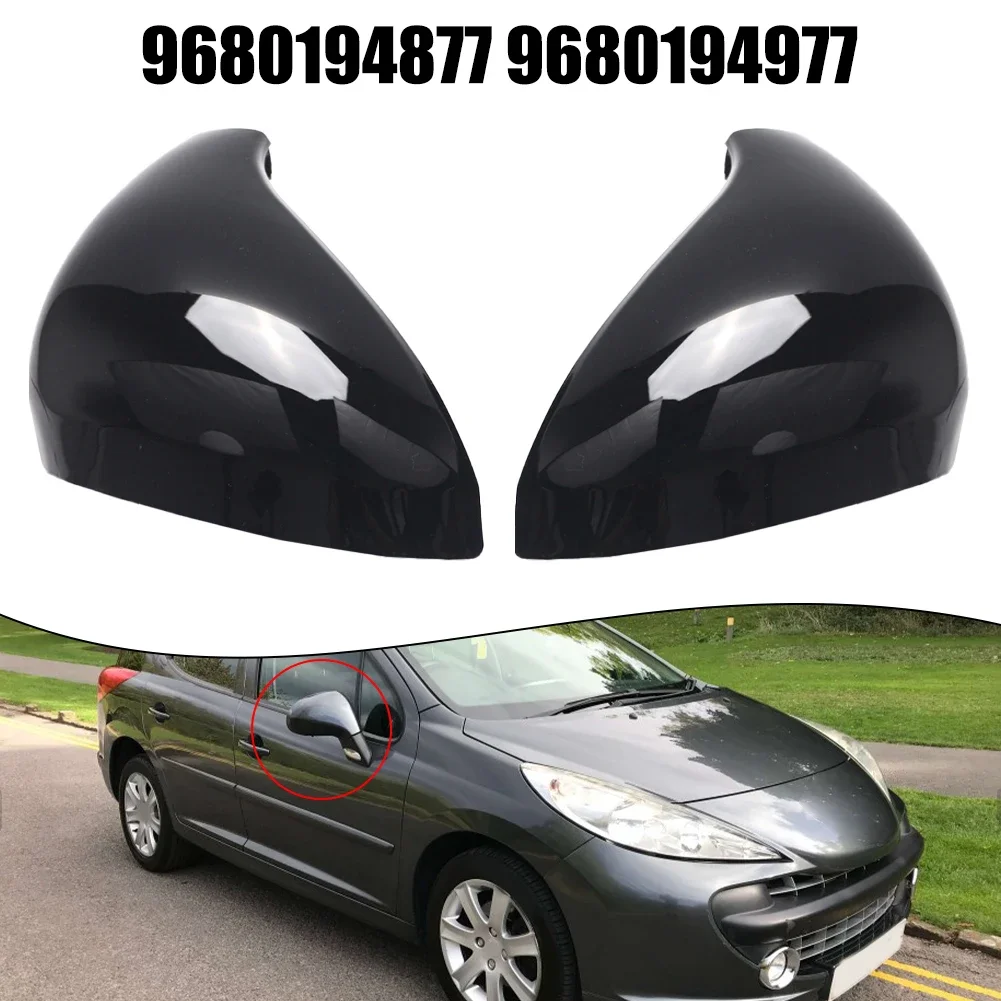 

2pcs Car Exterior Mirror Housing 9680194877 9680194977 20.5*21*8CM For 207 Hatchback Estate Van 2006-2015 Exterior Mirror Cover
