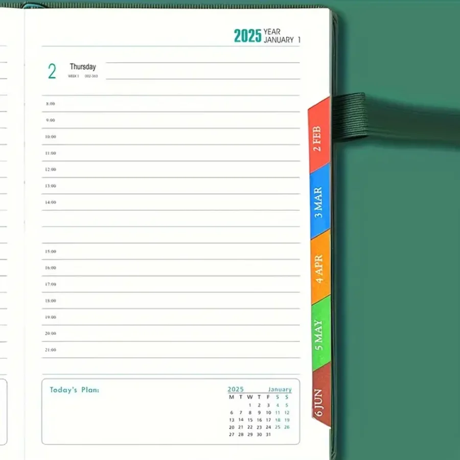 2025 New Plan: 400 page Calendar Log, Self discipline Check in Time Management, One page per day, 365 day Plan Office