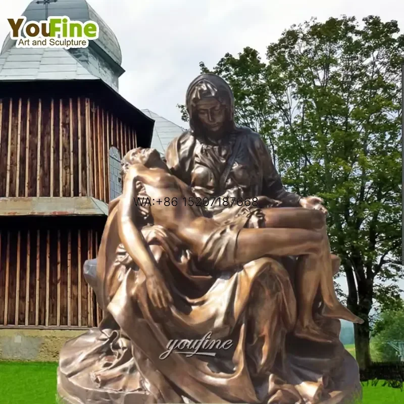 Wmwmnu for Michelangelo Pieta Statue Bronze Virgin Mary Sculpture Jesus Christ Religious Art for Church Cathedral Garden