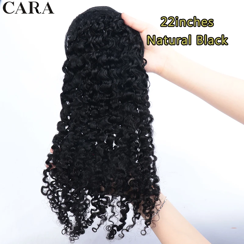 Cola de Caballo rizada Afro para mujer, extensión de cabello humano, Clip mongol, cordón, envoltura alrededor, 3C, 4A