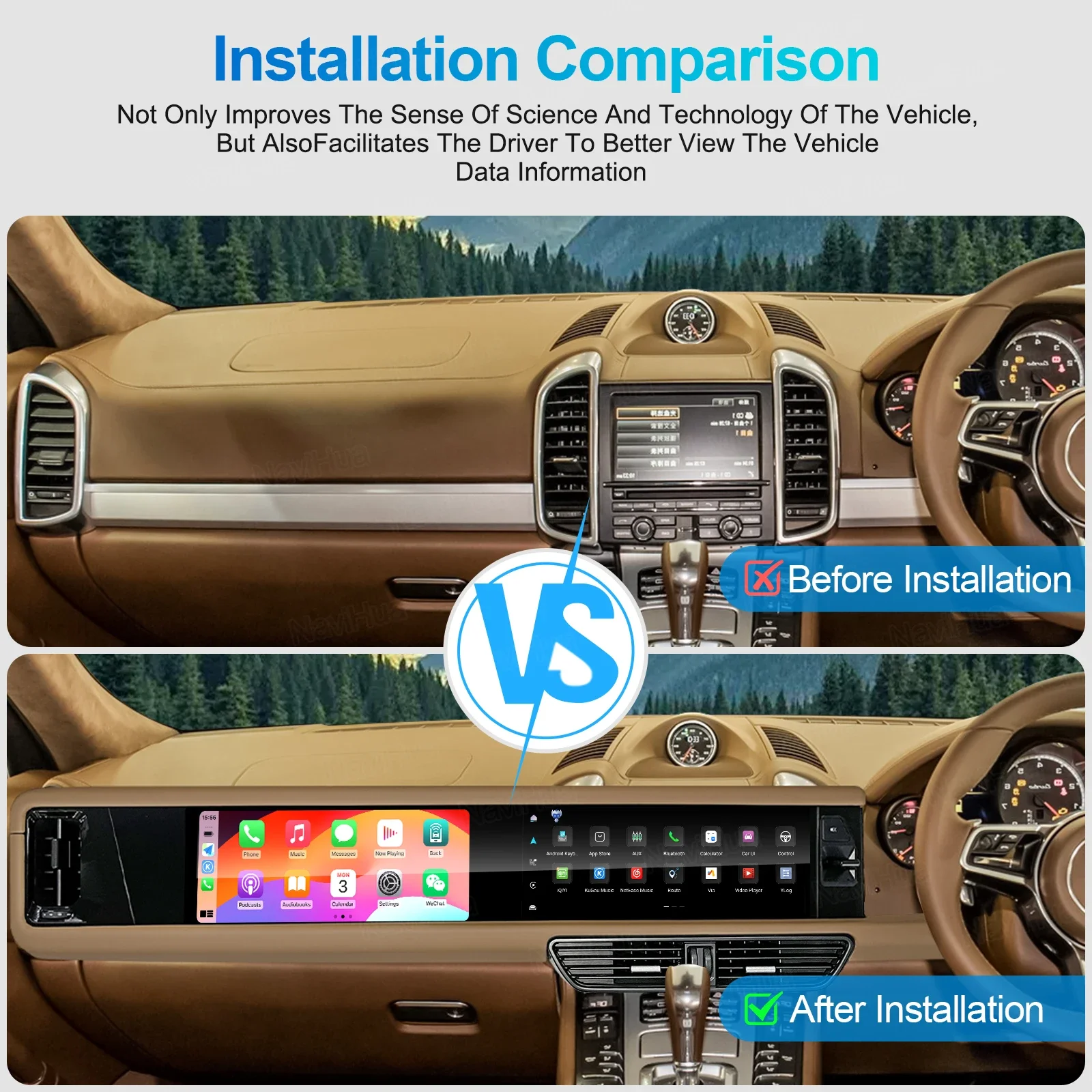 

NaviHua для Porsche Cayenne 2010 2015, RHD двойной экран, новый Android автомобильный радиоприемник, автомобильная навигация, мультимедийный второй пилот, развлечения