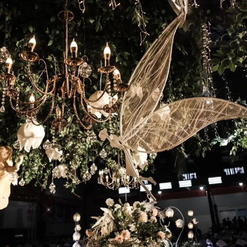 C-201 New Wedding Stage Props Iron Elf Ornaments and Angel Ceiling Pendant Elegant Wedding Road Guide Pendant