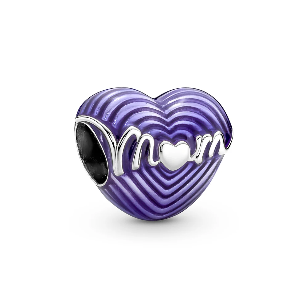 

925 Sterling Silver Radiating Love Mom Mama Heart Oval Cabochon Bead Charm Fit Fashion Women Bracelet Bangle Gift DIY Jewelry