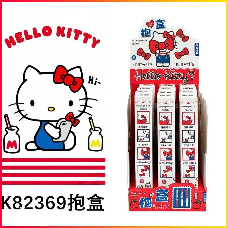 

12pcs Kawaii Kitty Press Gel Pen 0.5mm Black St Non-Stuck Ink Student Signature Pen Stationery Office Supplies Gift Wholesale