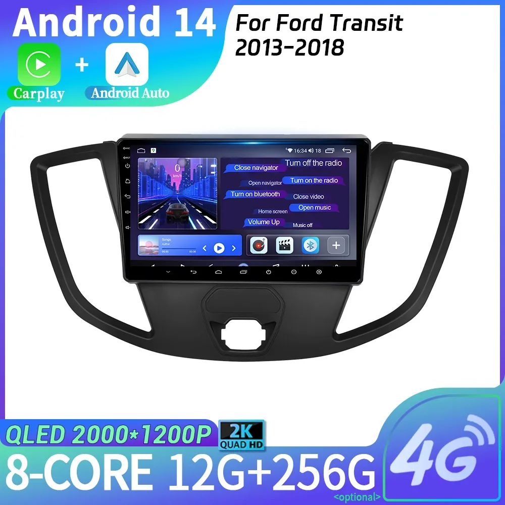 

Android 14 For Ford Transit 2013-2018 Car Radio Navigation Wireless Bluetooth CarPlay 4G GPS Multimedia Screen Head Unit Stereo