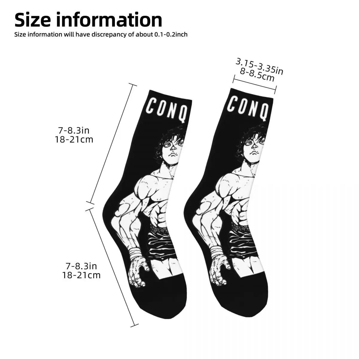 Baki Hanma Conquer Socks Men\'s Women\'s Polyester Casual Anime Socks Novelty Spring Summer Autumn Winter Socks Gifts