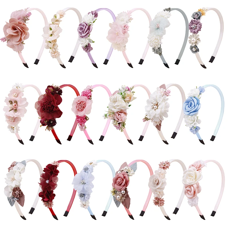 Girl Baby Hairbands With Various Color Flower Combinations Suitable For Daily Use In All Seasons Handmade Popular Beauty Rose