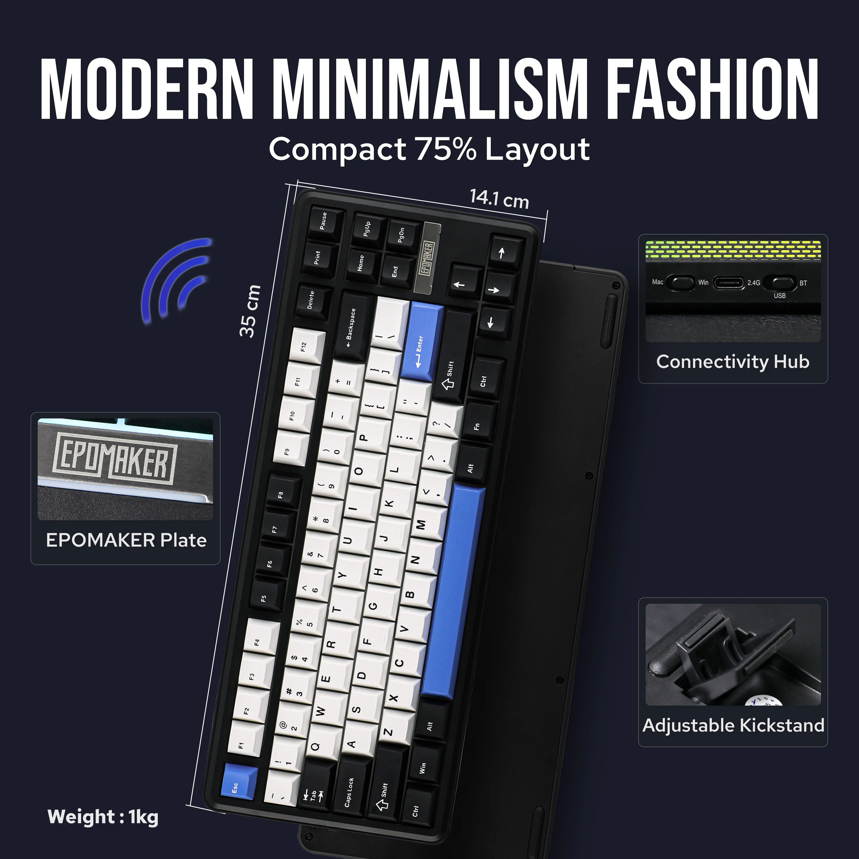 EPOMAKER TH85 80% QWERTY ANSI Layout VIA Gasket Hot-Swap Wired/2.4