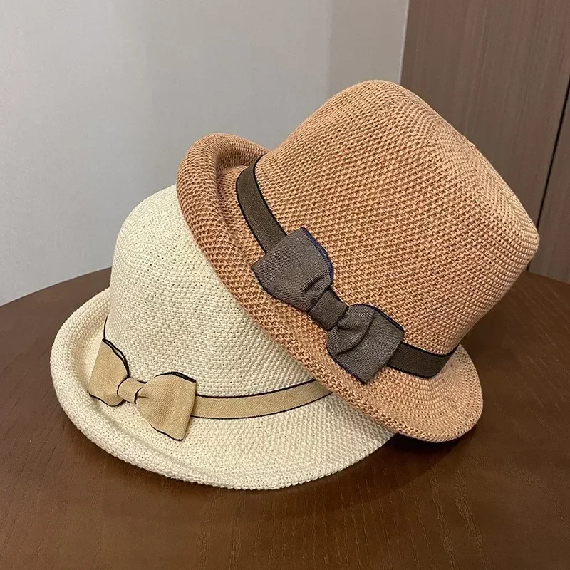 

Elegant French Bow Bucket Hat - Adjustable Retro Women's Cap for Outdoor & Party
